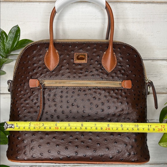 Dooney & Bourke Textured Brown Satchel with Orange Accents - Picture 3 of 9